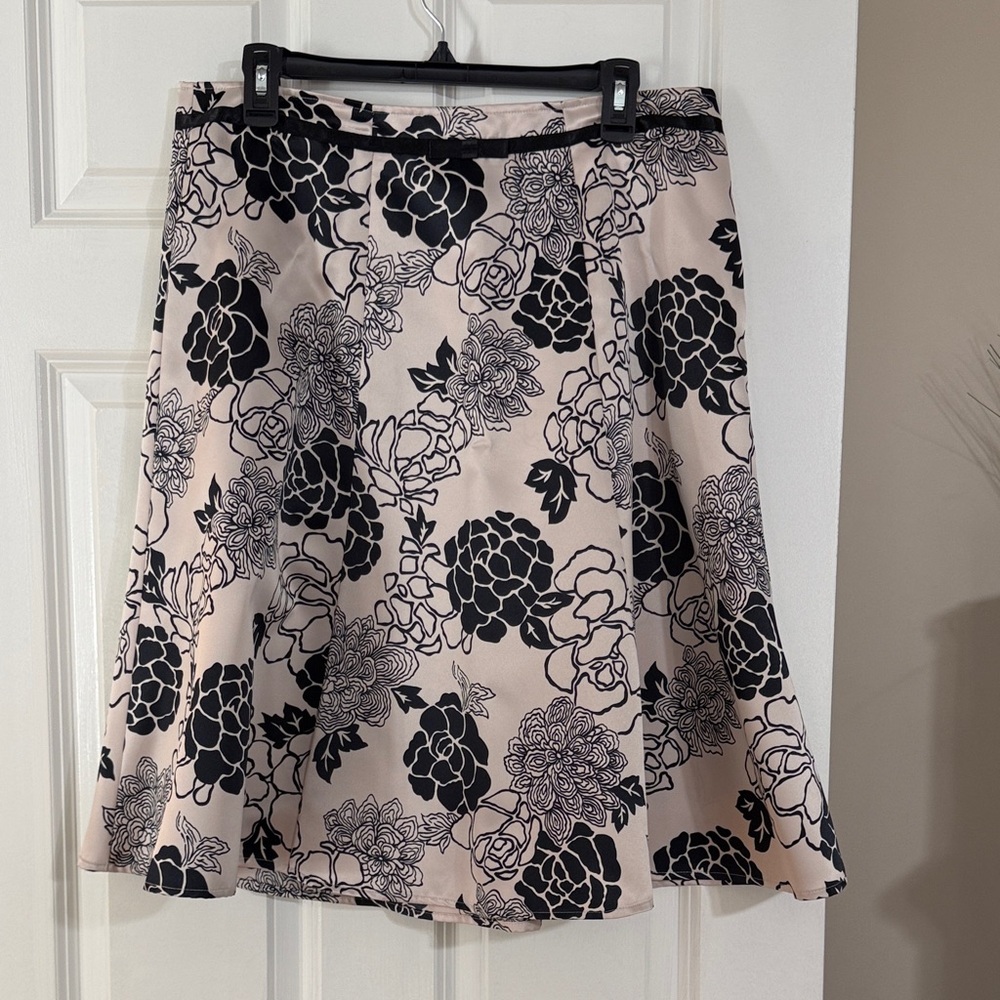 Notations Black Floral A-Line Skirt